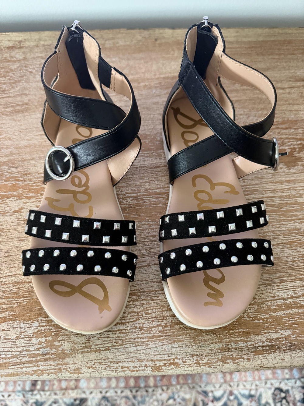 Sam Edelman Black Studded Girls Sandals